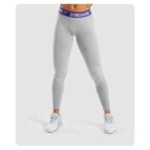 Gymshark Heather Gray Leggings with Violet Band